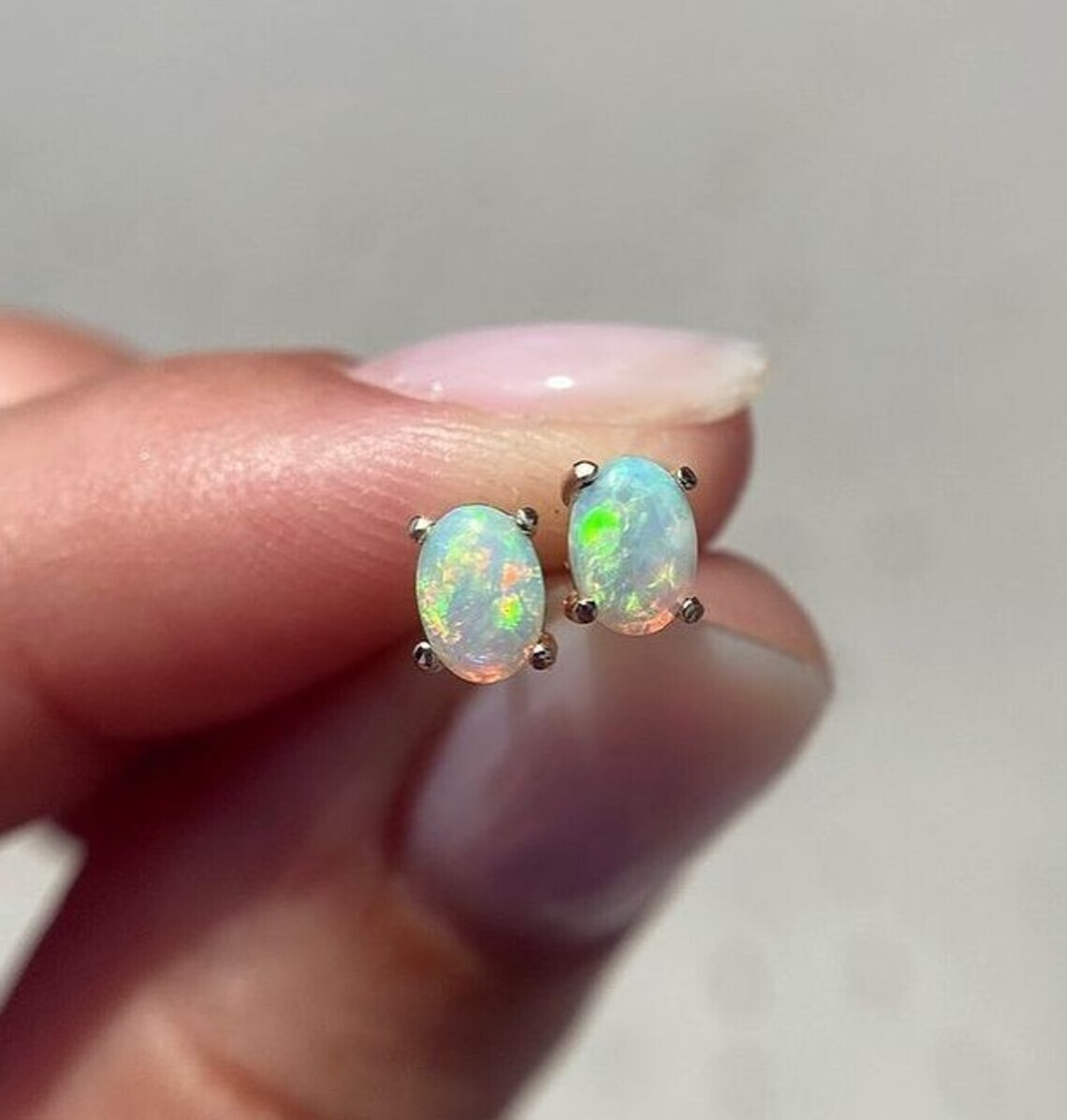 100% Original Fire Opal Oval Gemstone 925 Sterling Silver Women Stud Earrings