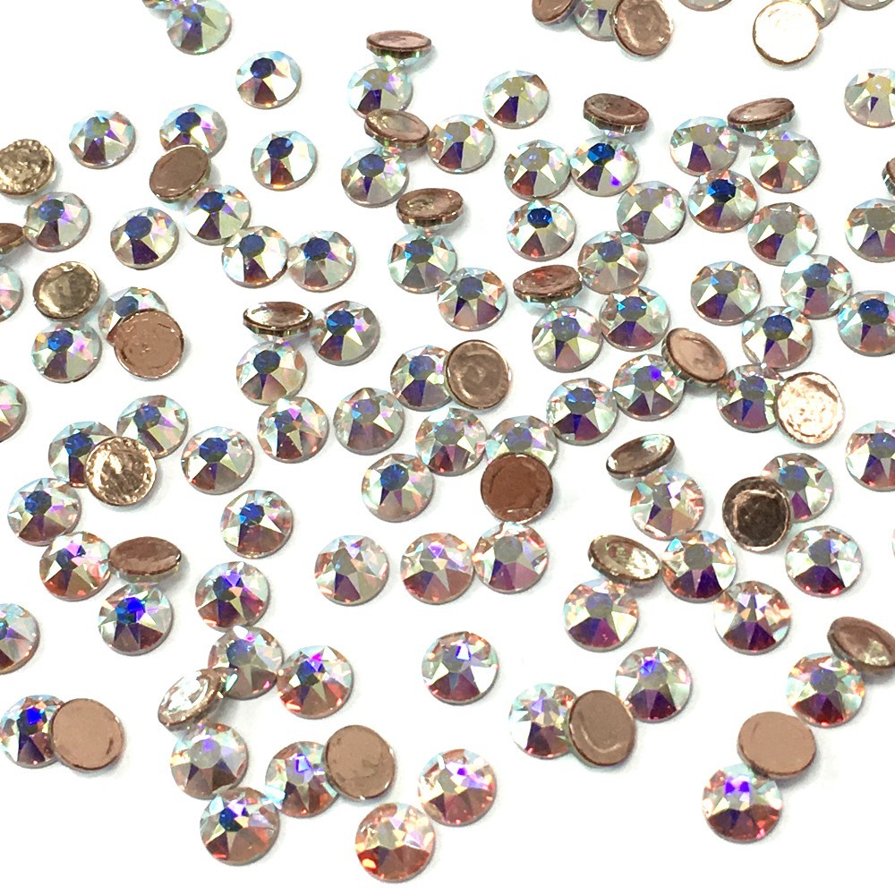 Crystal AB (001 AB) clear Swarovski 2078 / 2038 Flatback HOTFIX iron-on