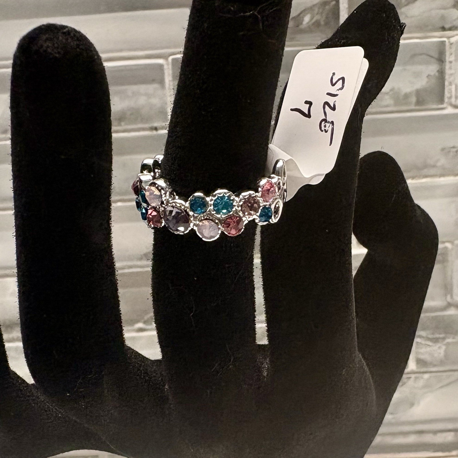 Sparkly multi-color rhinestone silver Band ring. See Description for sizes. NWT