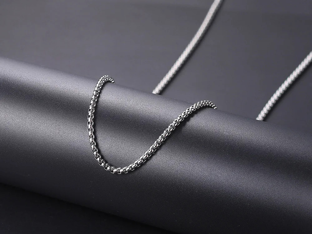 Hip Hop Necklaces For Men Women Gold Color Stainless Steel Necklace 3MM Square P