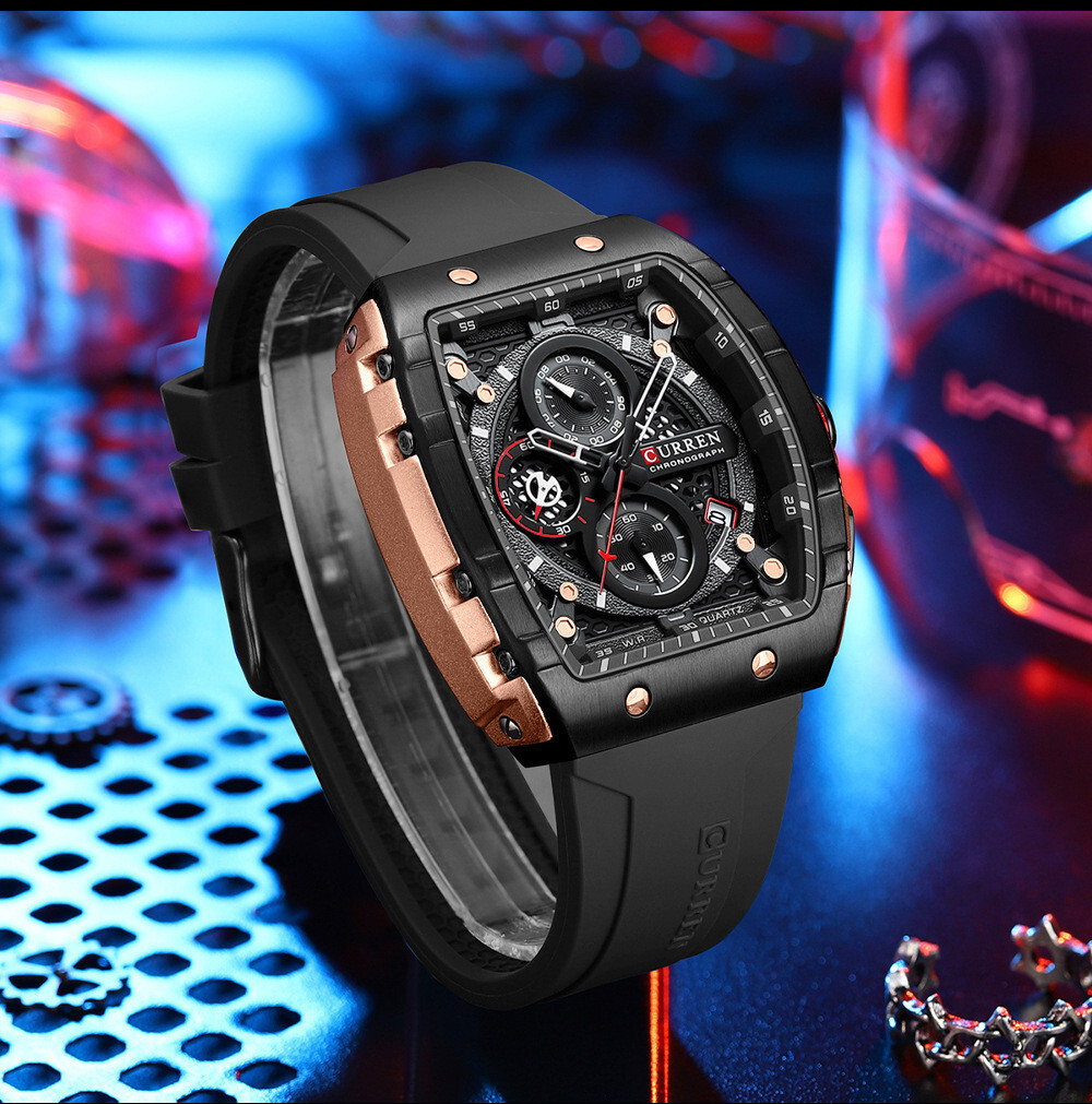 CURREN Men Sport Watch Brand Silicone Wristwatch Big Case Male Quartz Watches