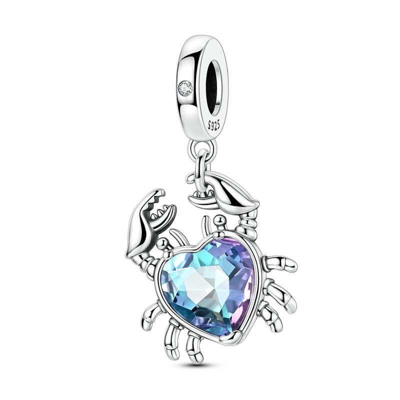European 925 Sterling Silver Charms CZ Summer Beach Pendant For Women Bracelets