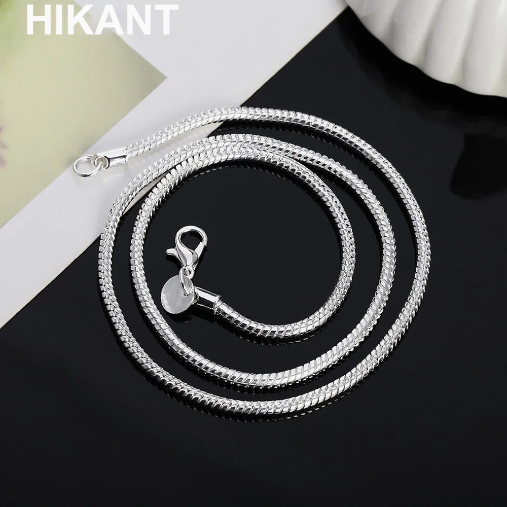 40-75CM 925 Sterling Silver Plated 1MM/2MM/3MM Snake Chain Necklace Women Jewelr