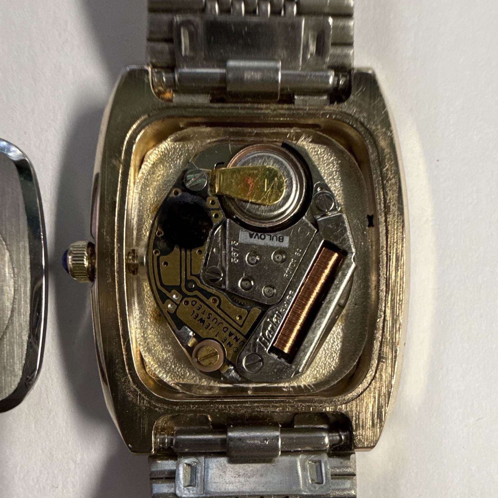 Bulova Quartz Rectangular Silver Herringbone Dial Dress Watch – 06