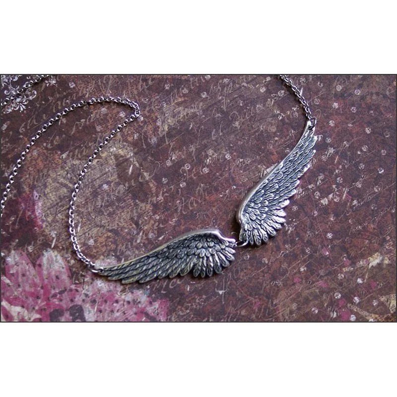 Vintage Angel Wings Feather Choker Necklace Statement Link Collar for Women