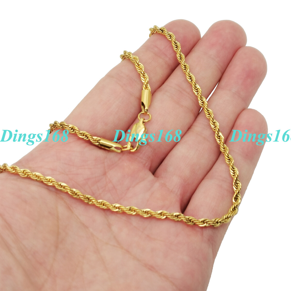 18K Yellow Gold Filled Italian Rope Chain Necklace 16/18/20/22/24/26/28″-32 inch