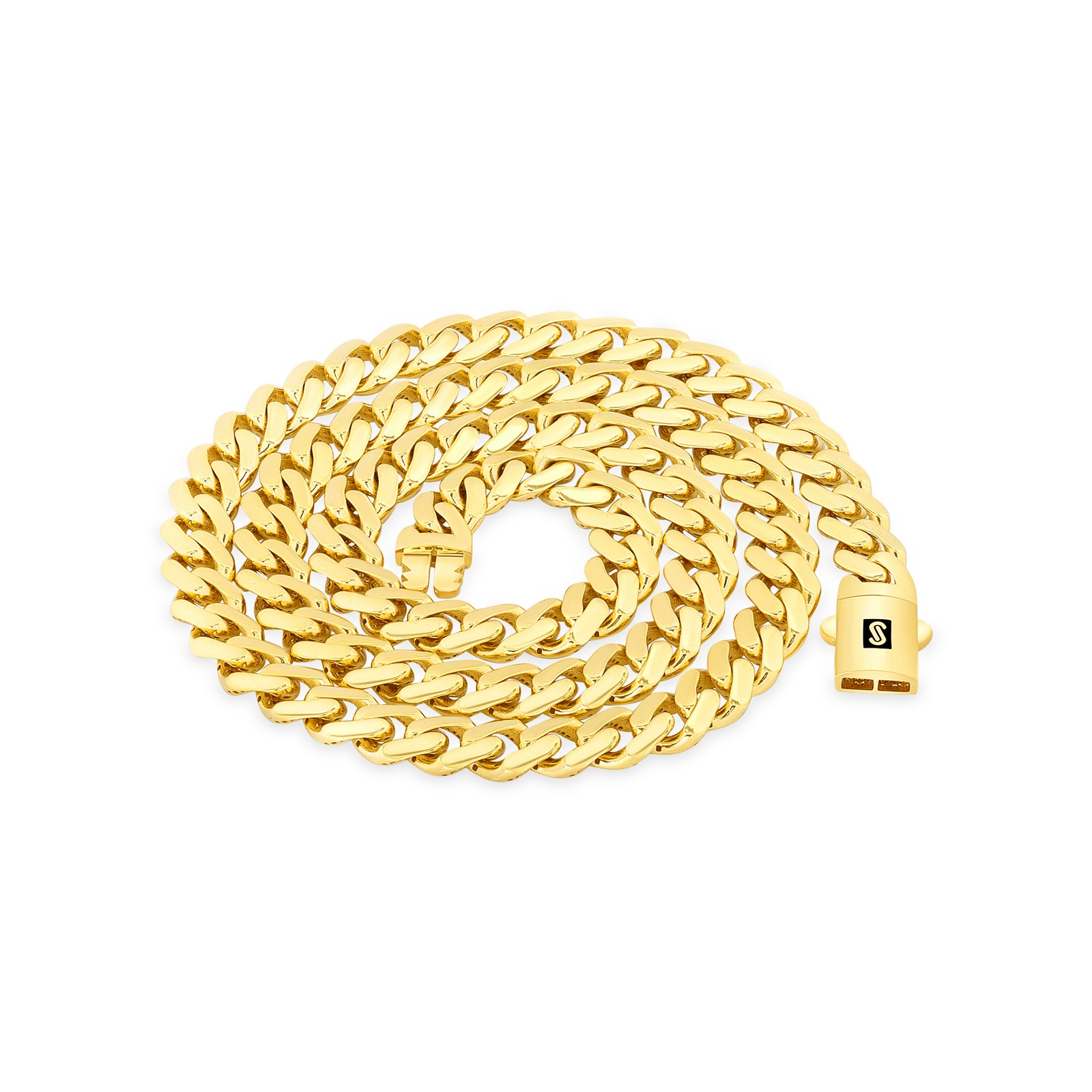 10K Yellow Gold Miami Cuban 7.5mm Monaco Link Chain Necklace Men Women 16″- 30″