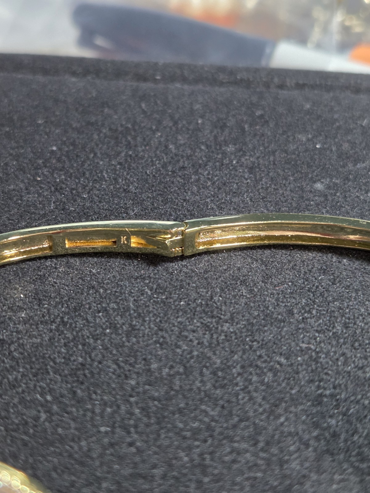 Freida Rothman Family Vault Butterfly MOP CZ Gold Plated Hinged Bangle 6.5″