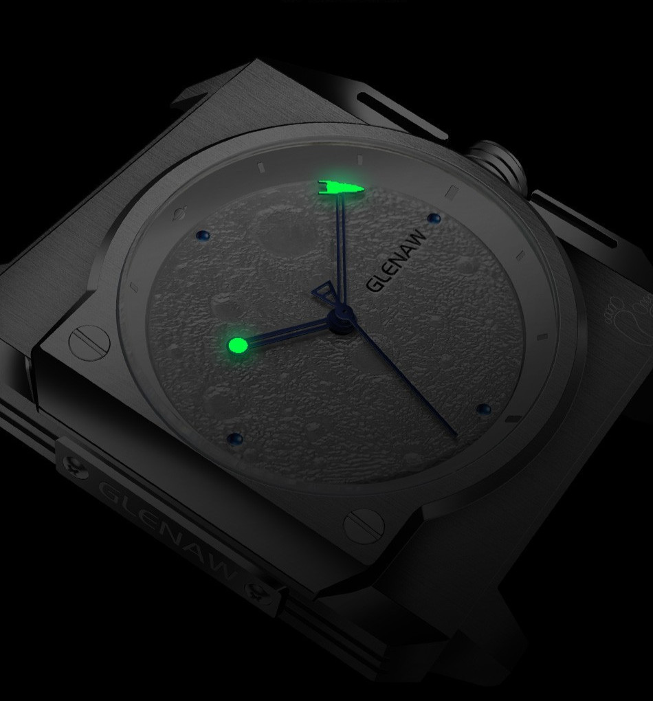 GLENAW Men’s Automatic mechanical watch moon surface dial luminous waterproof