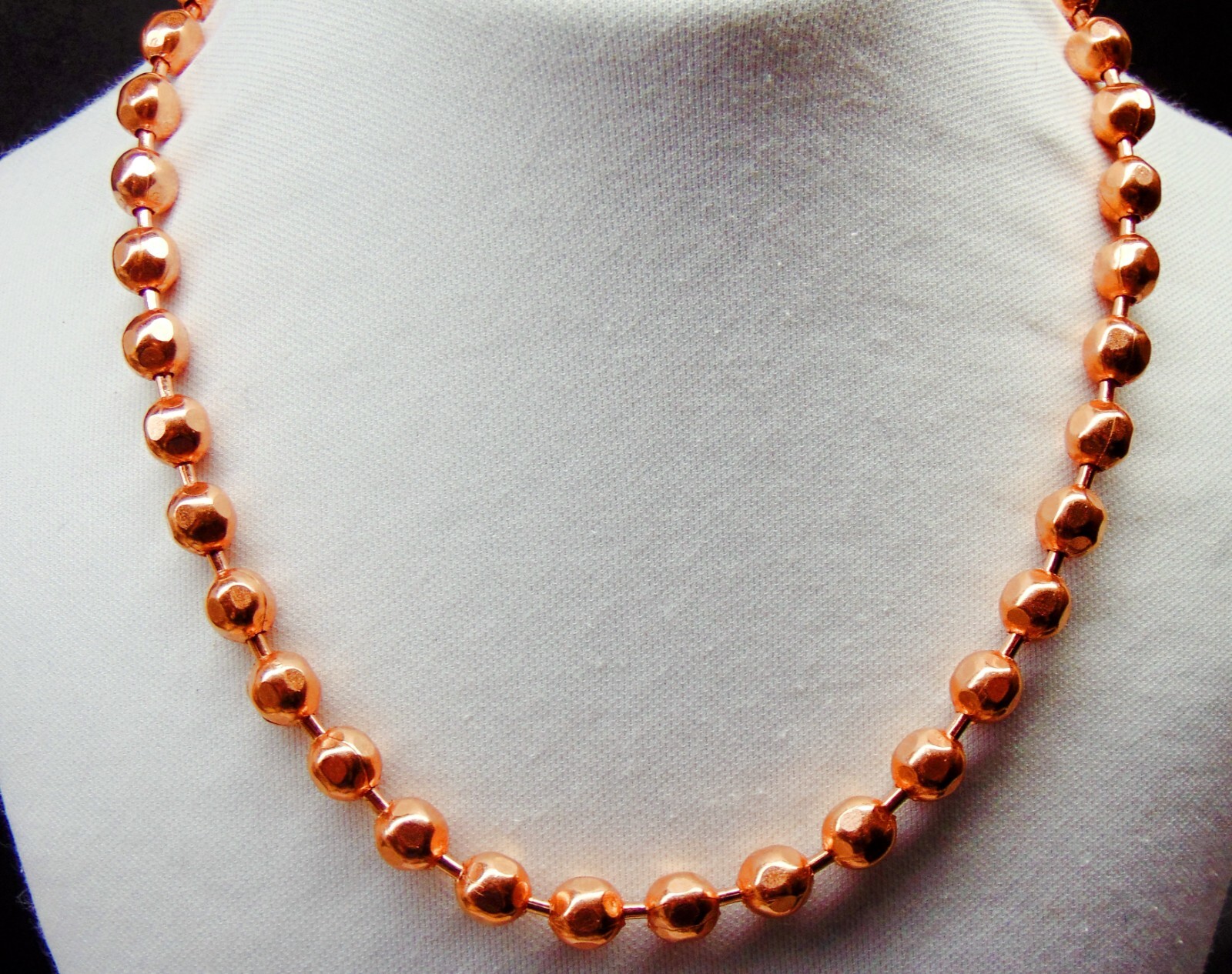 COPPER BALL CHAIN Necklace or Bracelet Statement Size 9.5mm Round + Faceted Bead