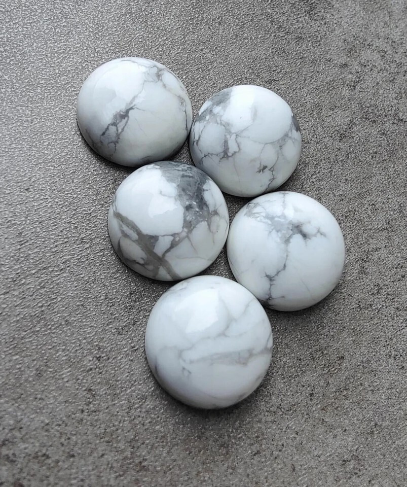 [WHOLESALE] NATURAL HOWLITE CABOCHON ROUND SHAPE LOOSE GEMSTONE