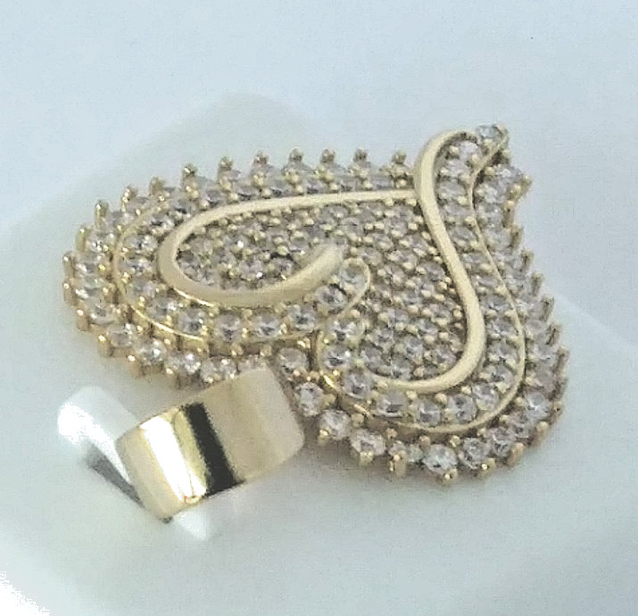 925 STERLING SILVER MICRO-PAVE CZ HEART PENDANT for necklace GOLD PLATED 30x23mm