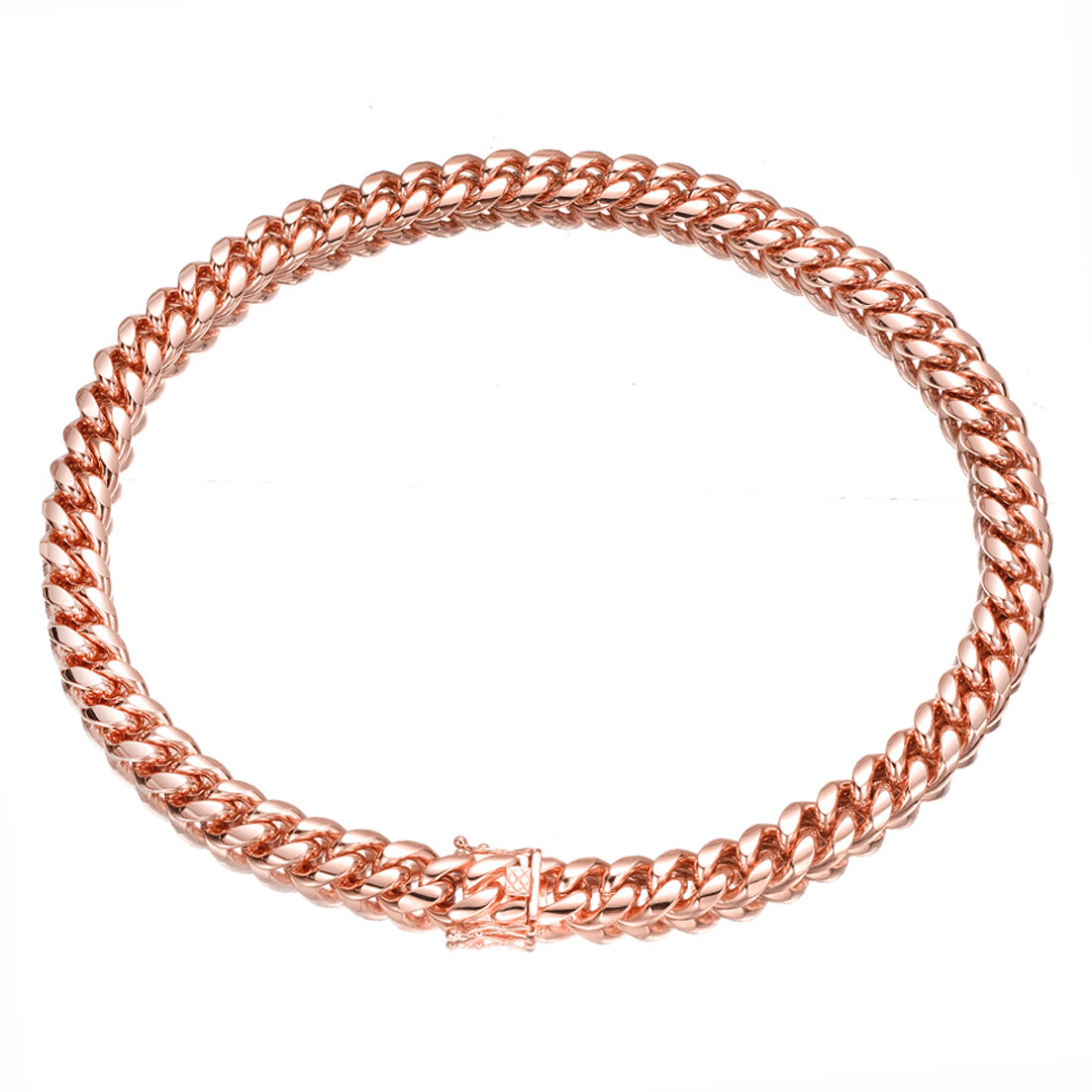 10mm/14mm Women Mens Rose Gold Stainless Steel Miami Cuban Link Chain Necklace