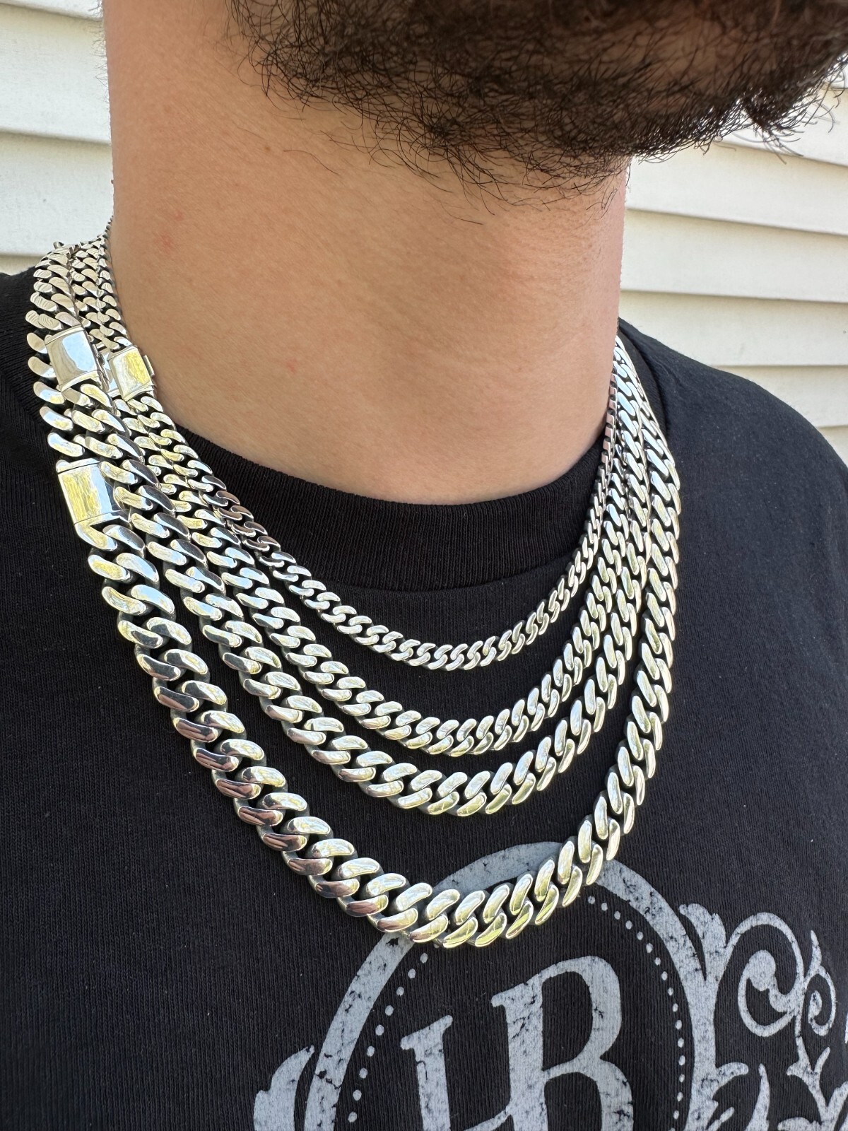 Miami Cuban Link Chain Necklace Real 925 Sterling Silver Sleek Box Clasp 6-12mm