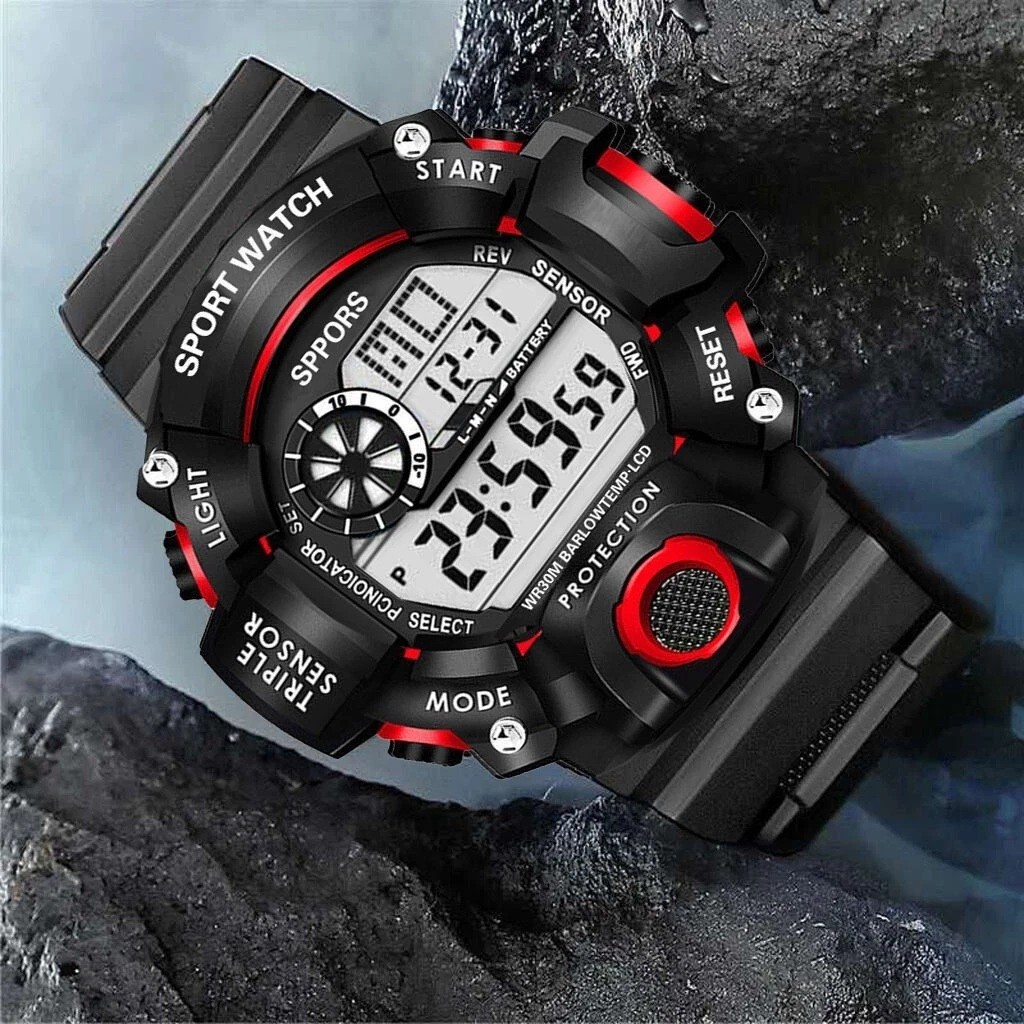Men Waterproof Digital Sports Watch Military Tactical LED Backlight Wristwatch