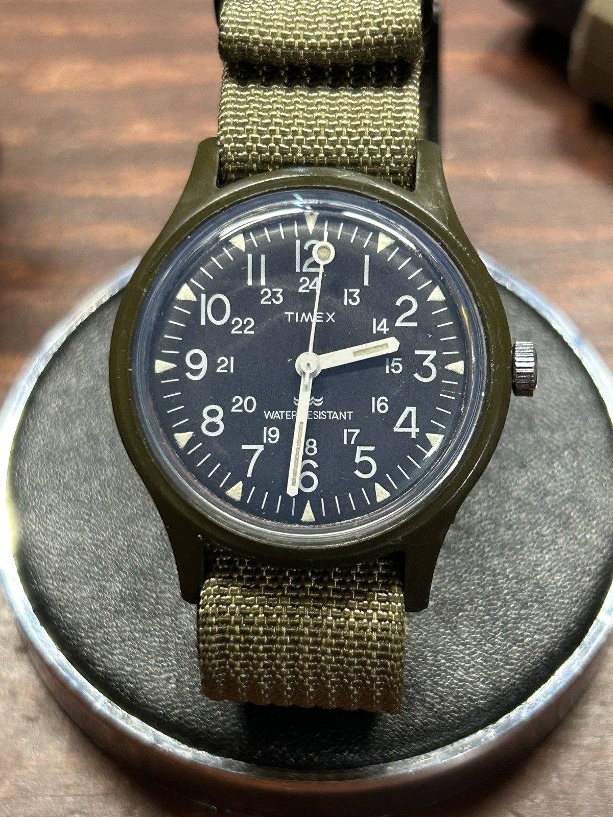 Vintage Timex Camper Military Wristwatch Black Dial MacGyver Mechanical ￼