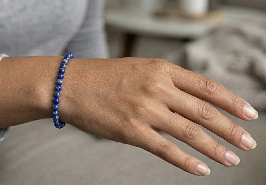 Wholesale Lot 6 Pcs Natural Lapis Lazuli 4mm 7.5” Crystal Stretch Bracelet