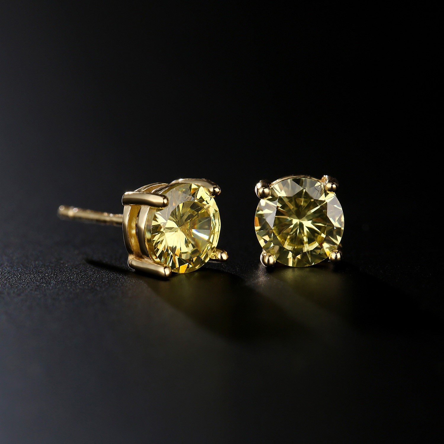 Buyless Fashion 14K Gold Plated Birthstone simulated Earring Sterling Silver 6MM