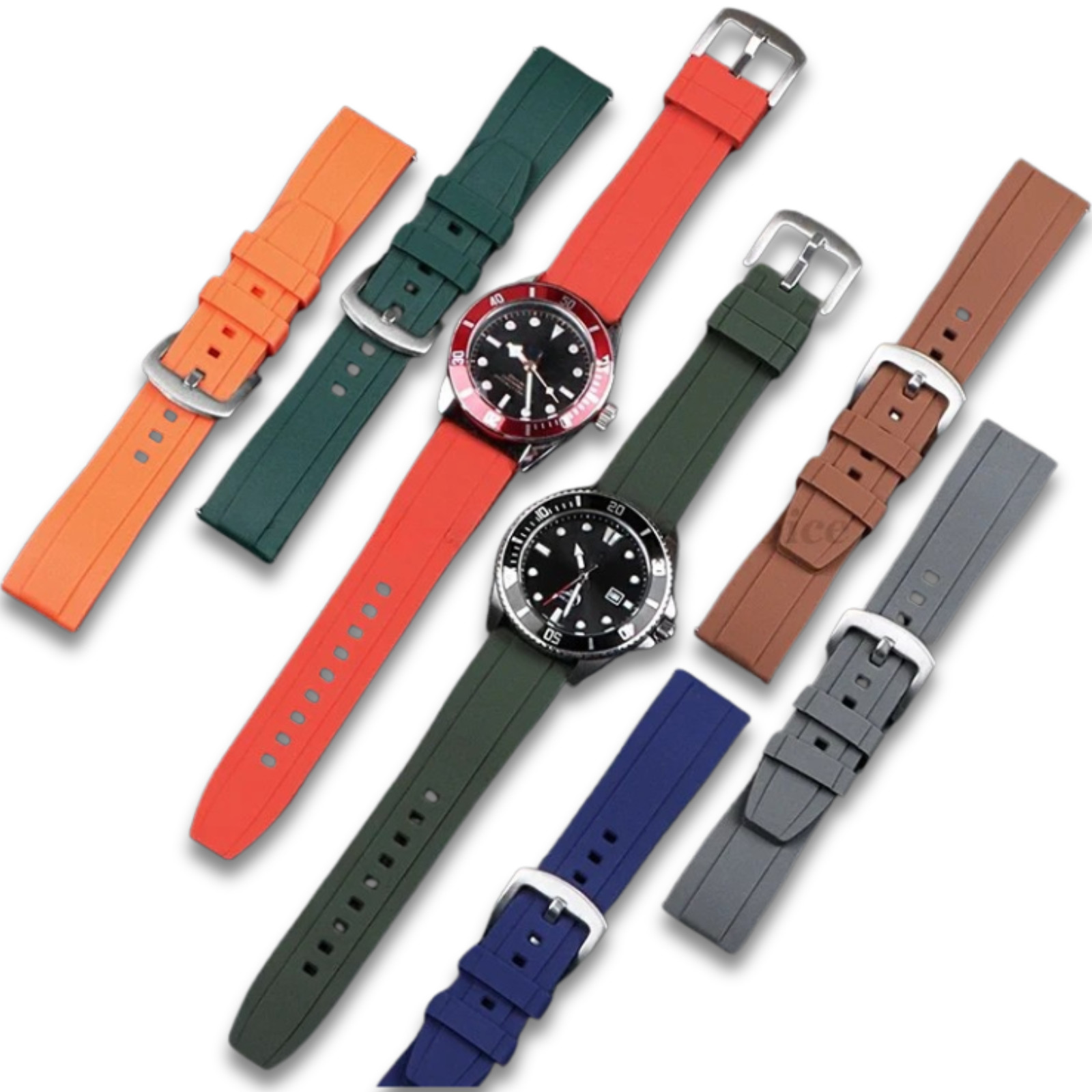 20mm 22mm FKM Rubber Watch Strap Quick Release Band for Seiko Dive Watch SKX007