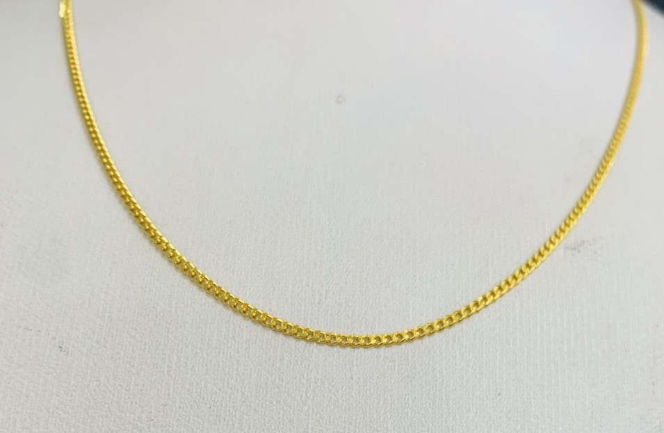 24K Solid Yellow Gold Miami Link Chain Necklace 3.78GM17Inches(.07×1.3mm
