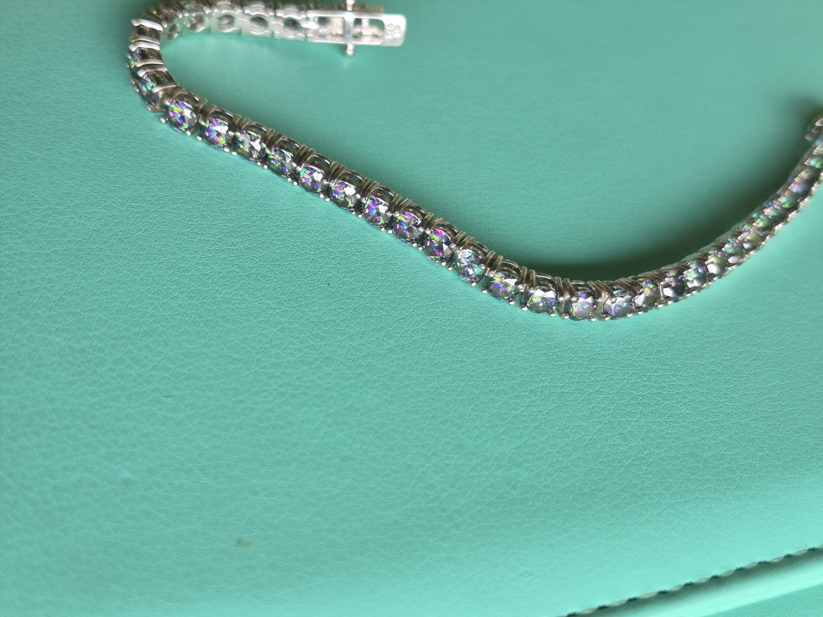 .925 Tennis Bracelet With Black Stones, 7 Inch