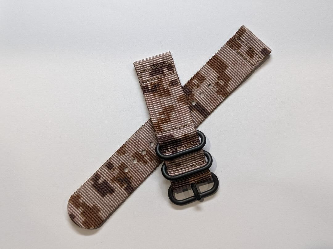 24mm 2 Piece Desert Camo Woodland Camo Military Diver Watch Strap 2-Piece 3-Ring
