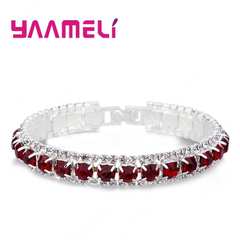 Top Sale 925 Sterling Silver Color Bracelet Full AAA Zircon Austrian Crystal