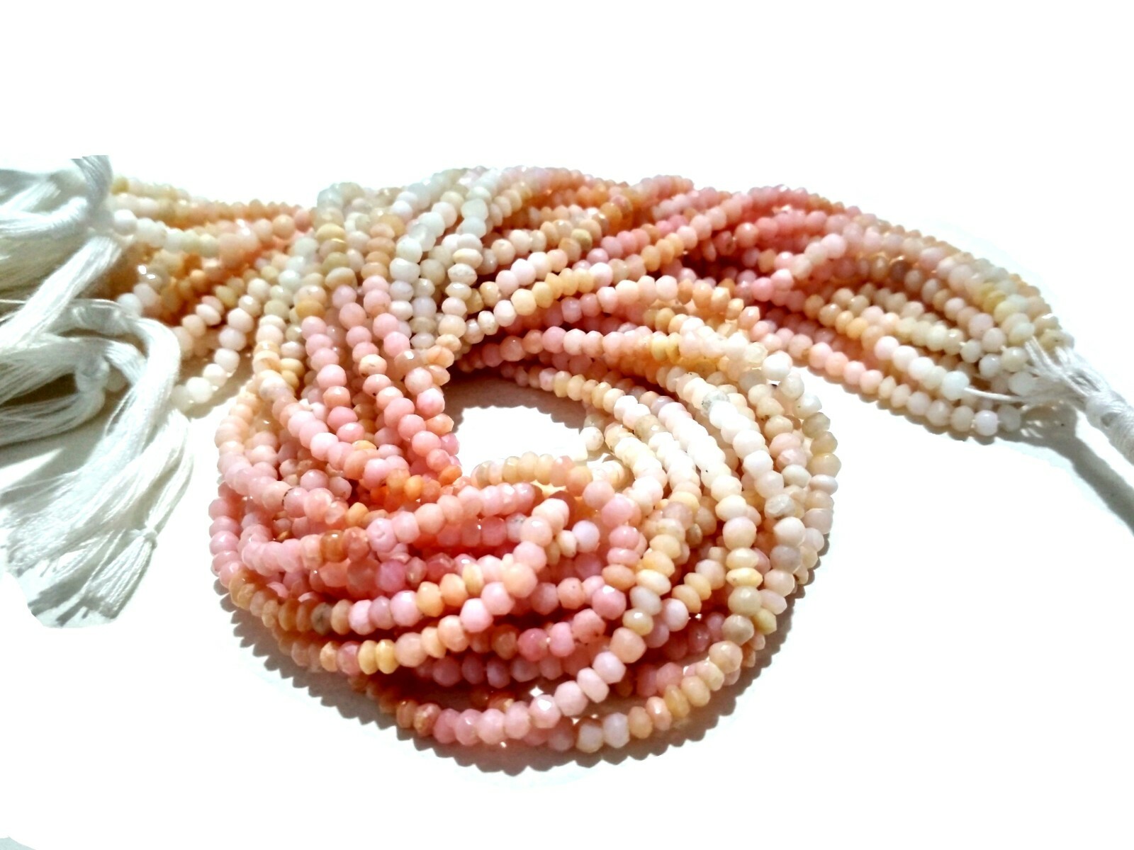 5 Strand Natural Pink Opal Shaded Rondelle Faceted 3-3.5mm Loose Beads 12″inch