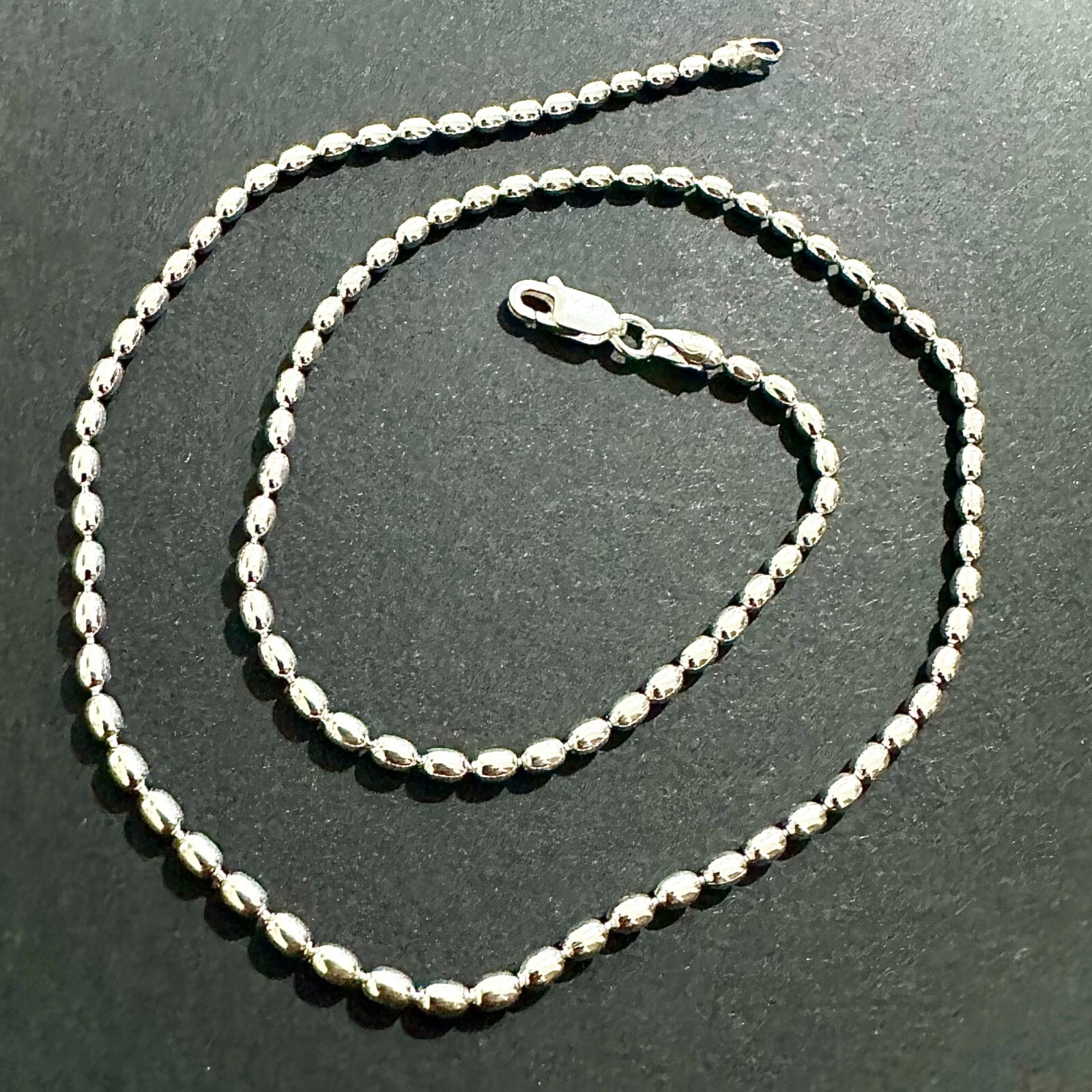 925 Sterling Silver 2.5MM Oval Bead Chain Necklace (16–36 inch, Italian made)