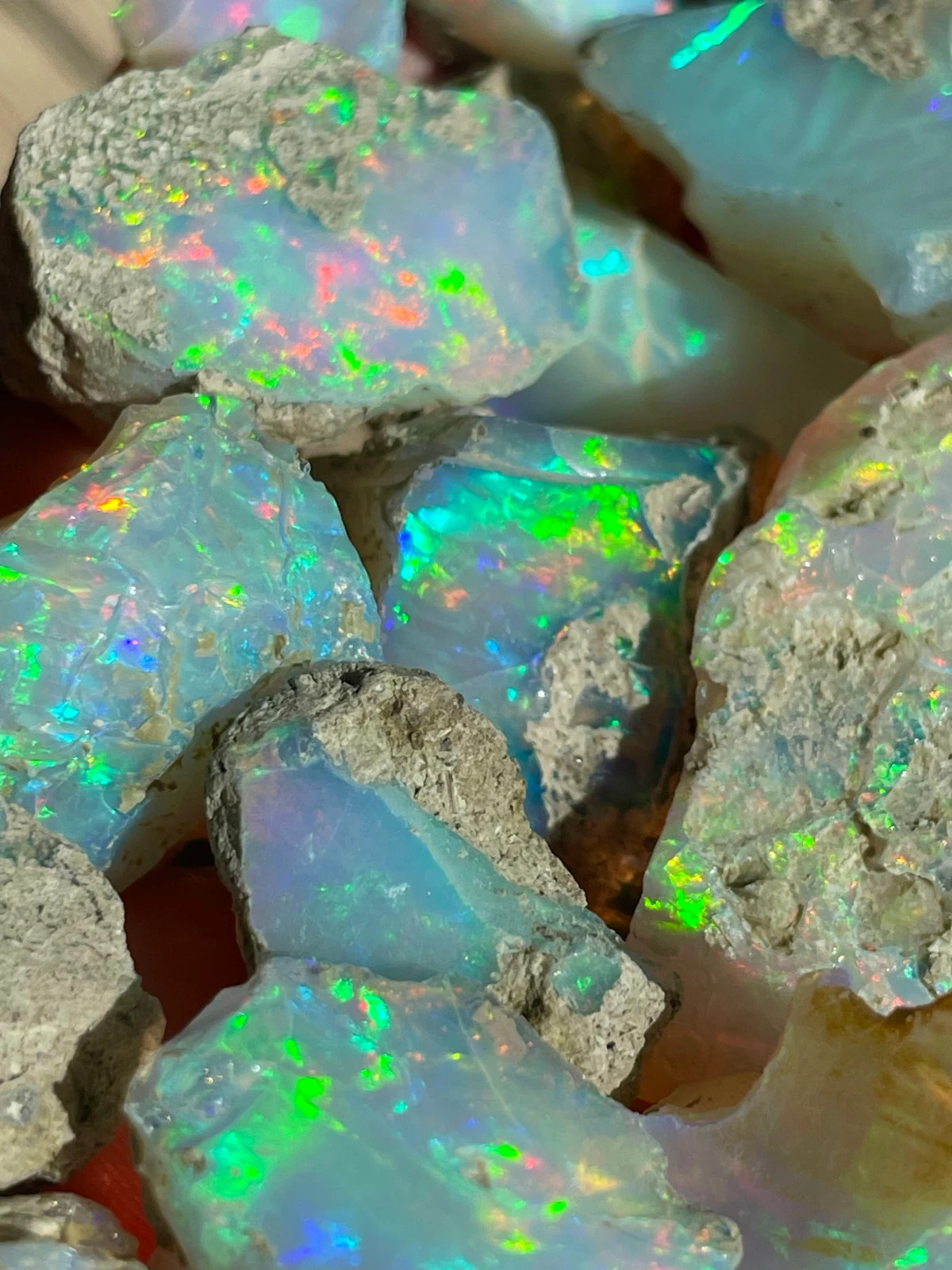 50Ct Natural Ethiopian Jumbo Welo Fire Opal Rough Specimen Gemstone 9-16 Pcs Lot