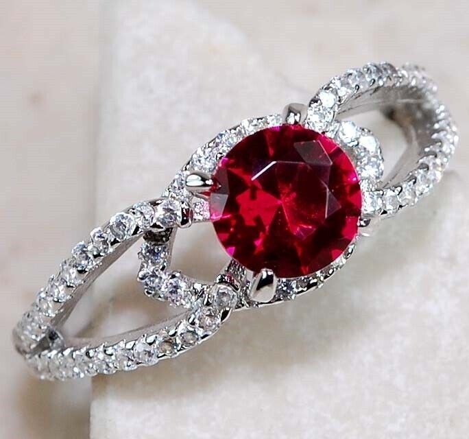 2CT Heat Treated Rubellite Tourmaline 925 Sterling Silver Ring Sz 6 UB4-6