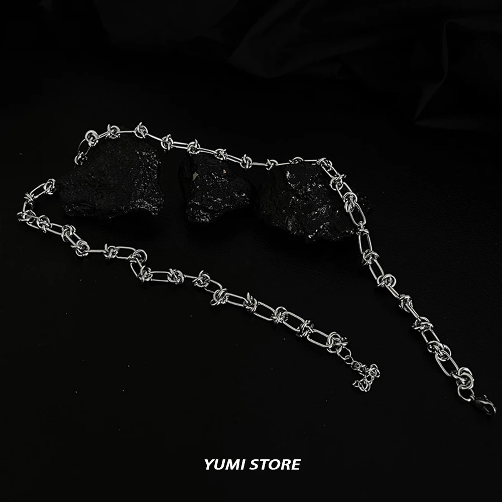 Hip Hop Knotted Titanium Steel Necklace For Man Woman Non Fading Clavicle Sweate