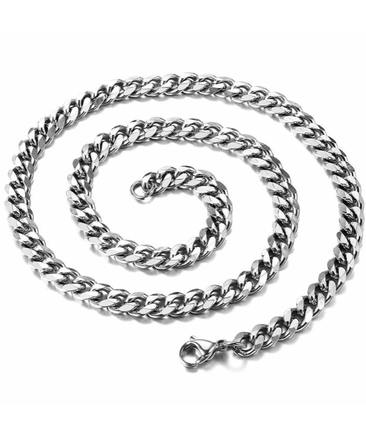 16-34″ Stainless Steel Silver Chain Cuban Curb Mens Men Womens Necklace 3-11 mm