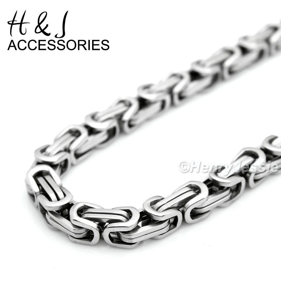 7″-11″MEN 316L Stainless Steel WIDE 9mm Silver Byzantine Box Link Chain Bracelet