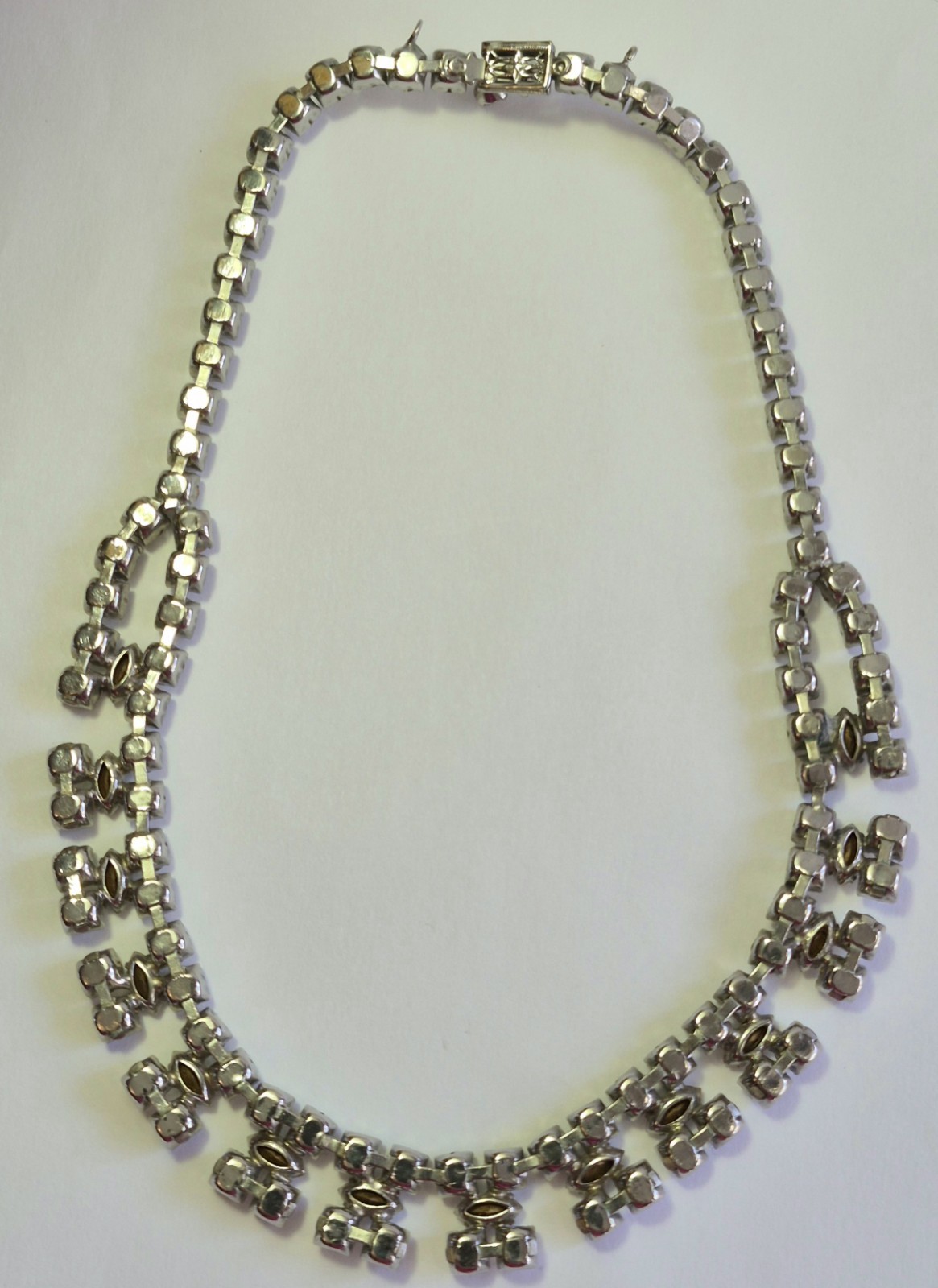 Vintage Rhinestone Choker Necklace Glass Prong Set Foiled Back Bridal Statement