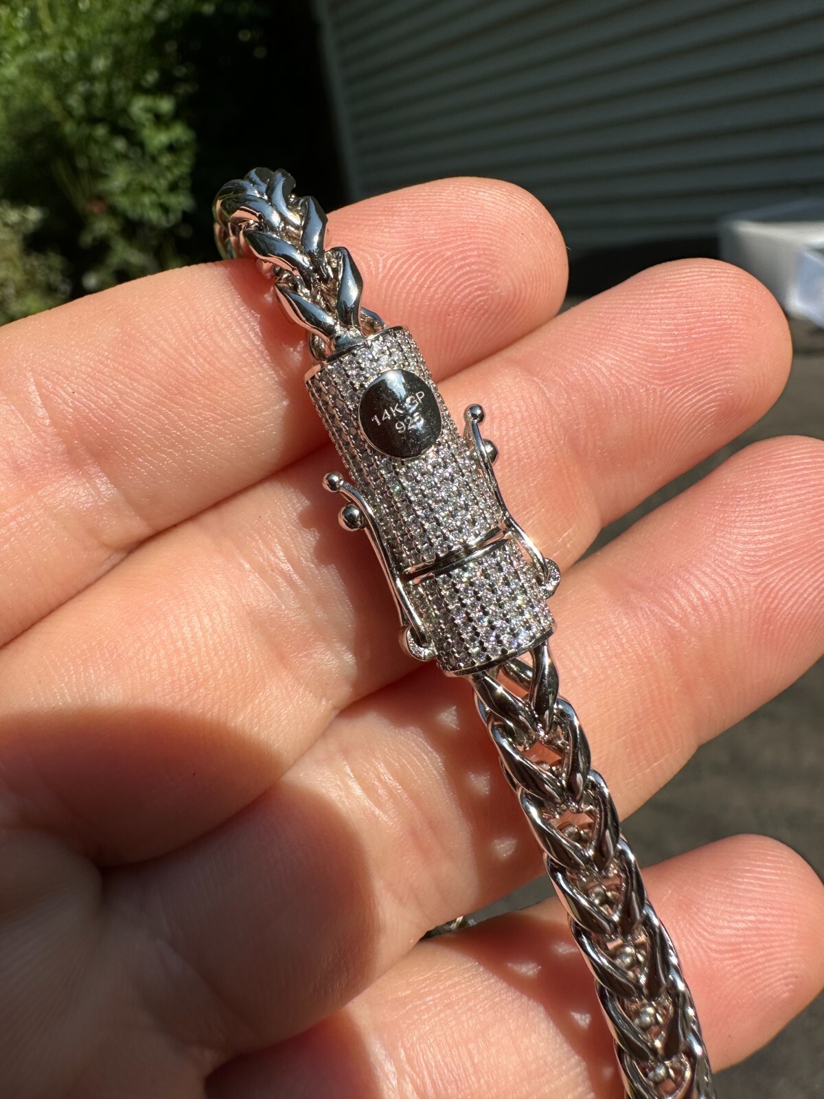 Iced MOISSANITE Clasp 925 Silver Stainless Steel Franco Chain Necklace Bracelet