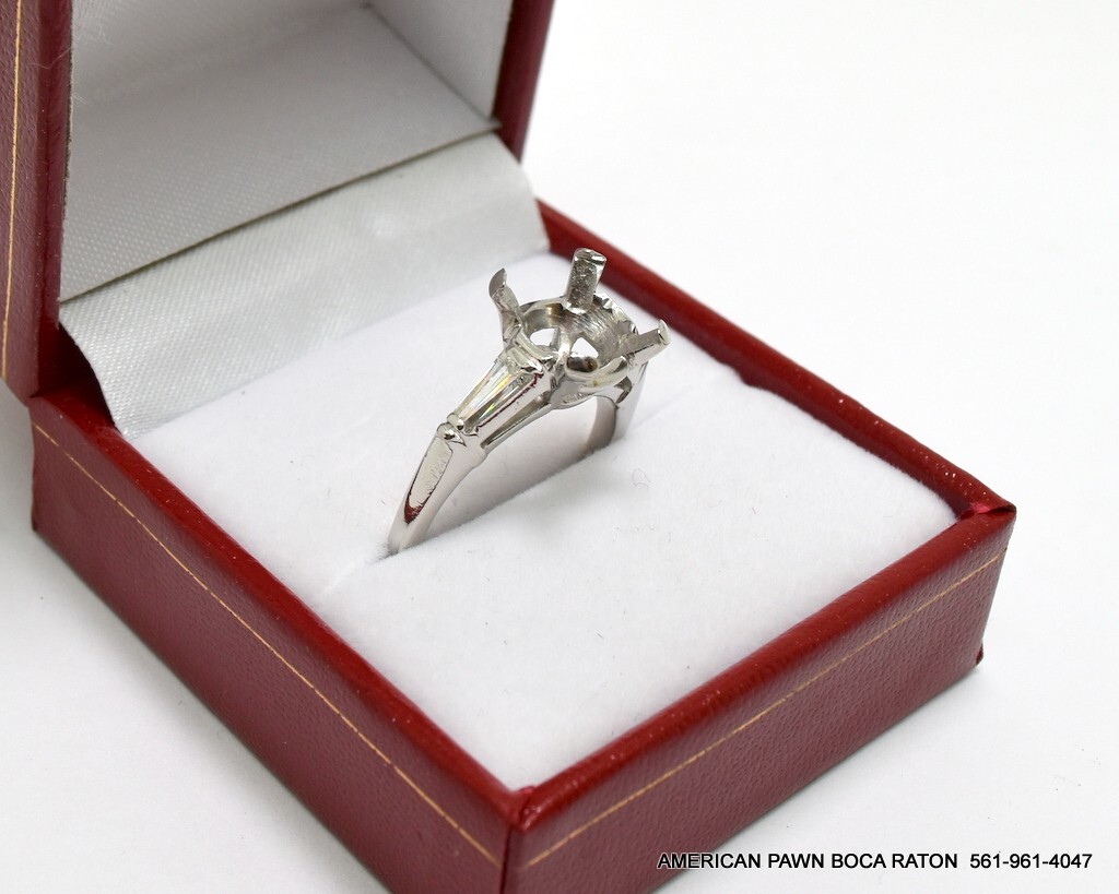 Platinum Tapered Baguette Diamond Engagement Ring Setting size 7 1/2