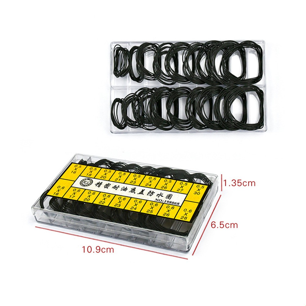 200pcs 0.5&0.6mm Waterproof Watch O-Ring Rubber Gasket Assortment For Watchmaker