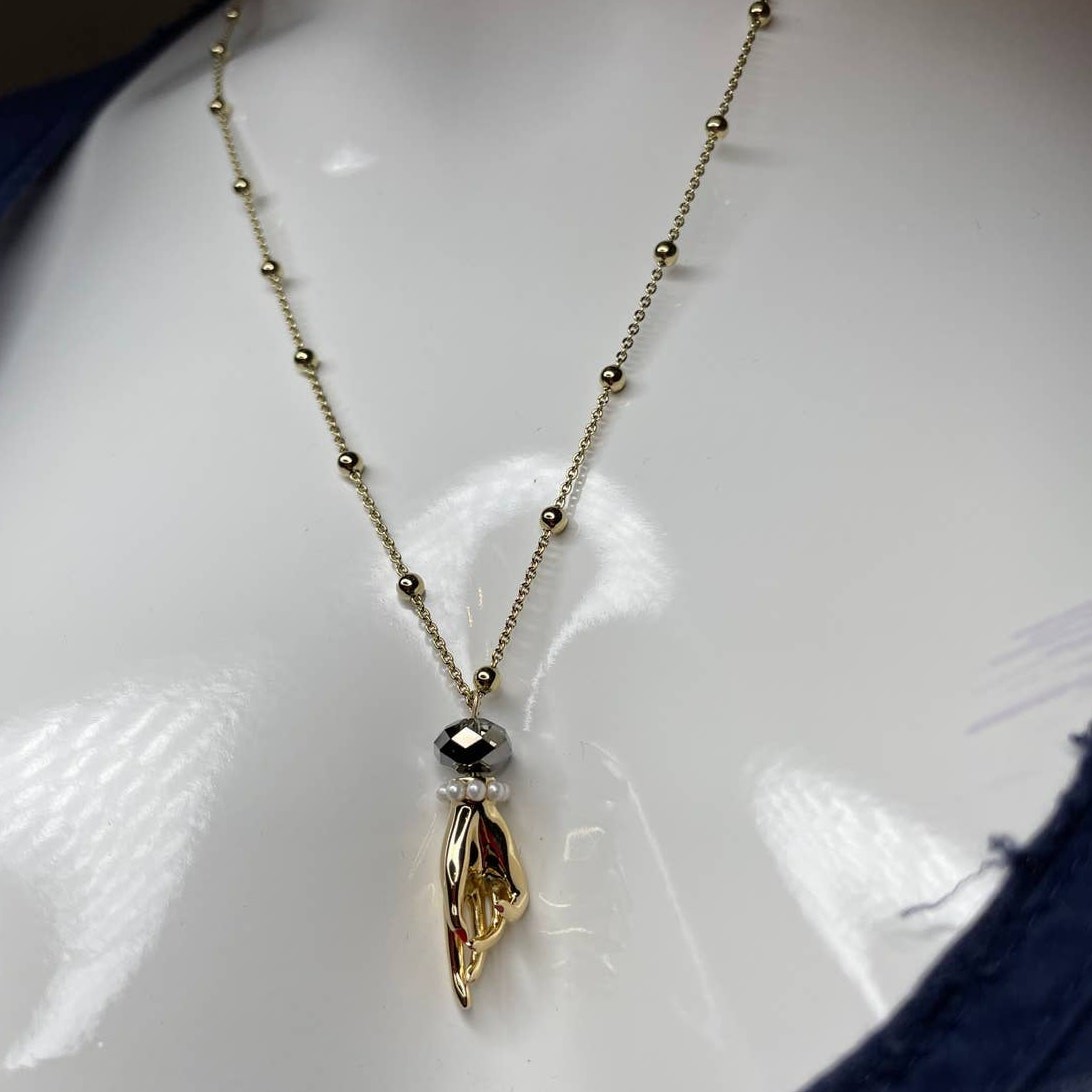 SWAROVSKI TAROT MAGIC HAND PENDANT MULTI-COLORED GOLD TONE NECKLACE