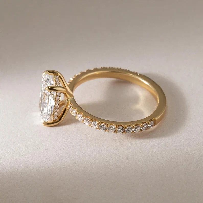 IGI 2.40 CT Radiant Cut Lab Grown Diamond Solitaire Wedding Ring 14K Yellow Gold