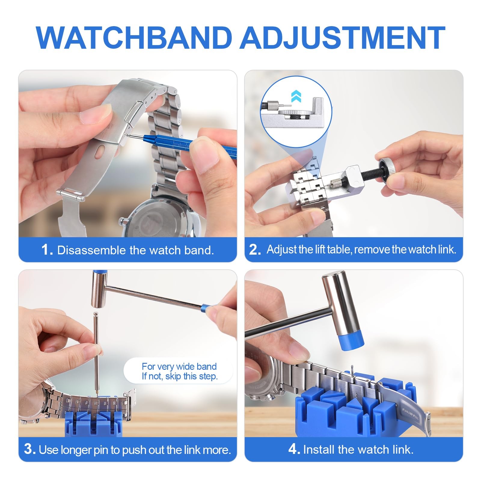 JOREST Watch Link Removal Tool Kit, Band for Repair, 2, Blue