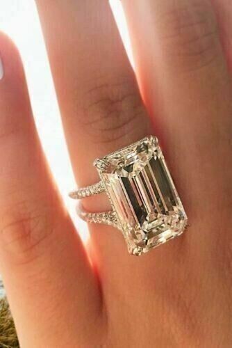 4 Ct Emerald Cut Simulated Diamond Engagement Ring 14K White Gold Plated