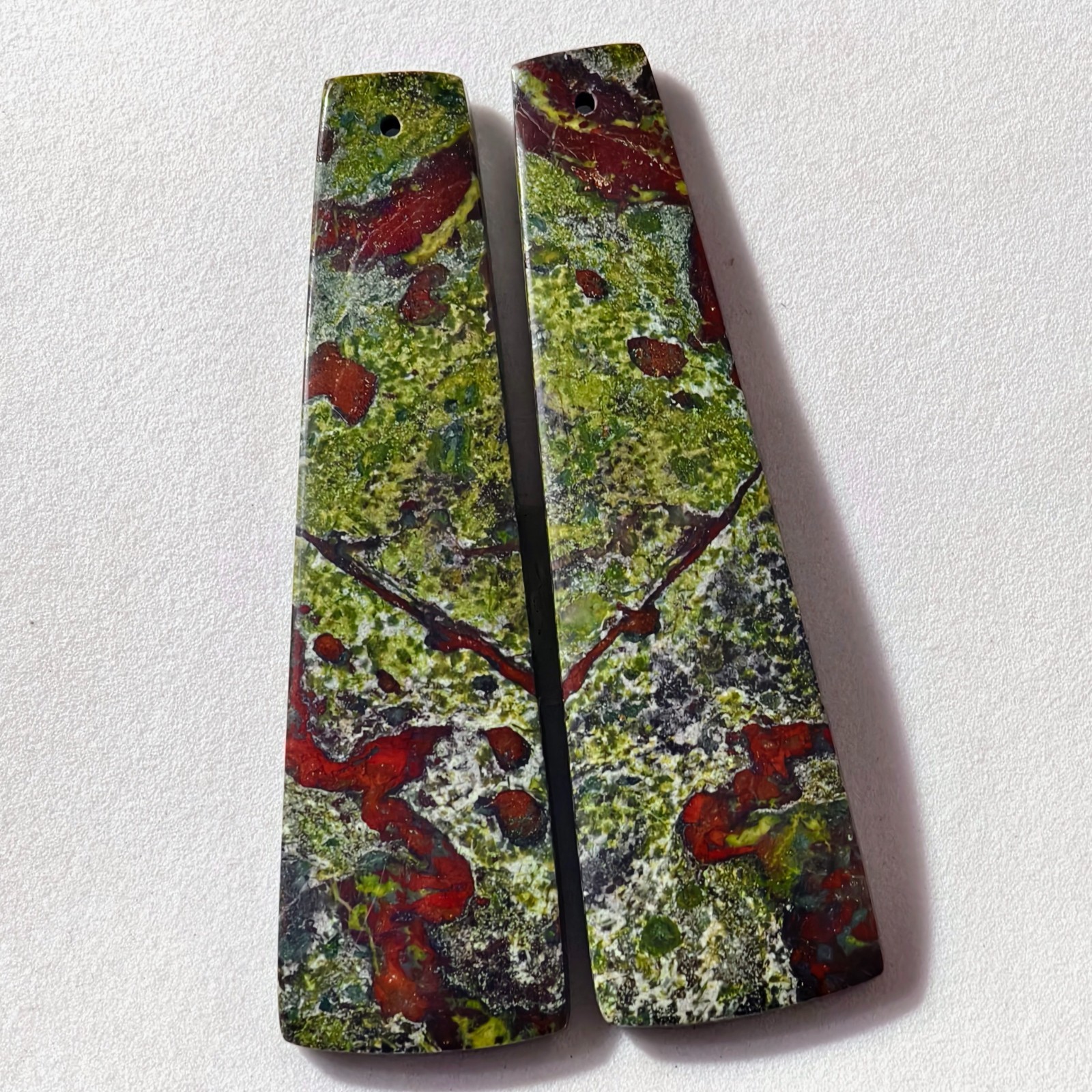 87 Cts Natural Dragon Blood Jasper Drilled Pair Cabochon Gemstone 58.5 X 17 MM