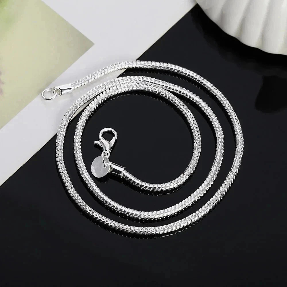 40-75cm 925 Sterling Silver 1MM/2MM/3MM solid Snake Chain Necklace For Men Women