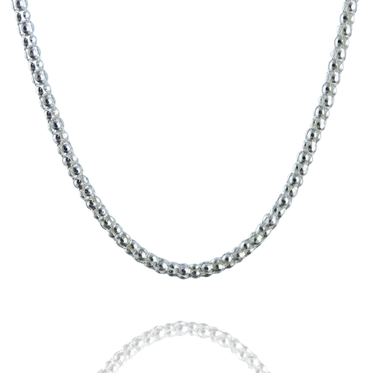 2.5mm Diamond-Cut Popcorn Chain Necklace – 925 Sterling Silver – Italian 16- 30″