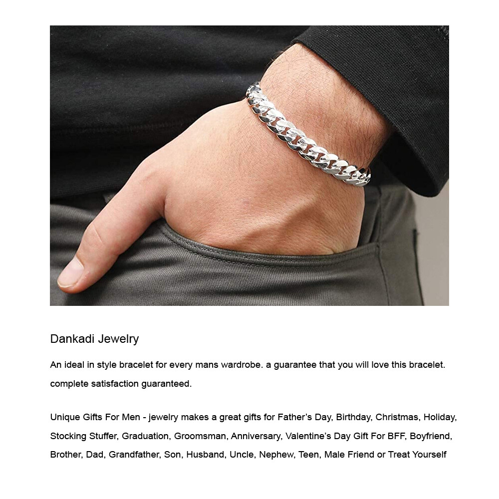 Solid 925 Sterling Silver Men’s Miami Cuban Link Chain Bracelet 10mm ALL SIZE