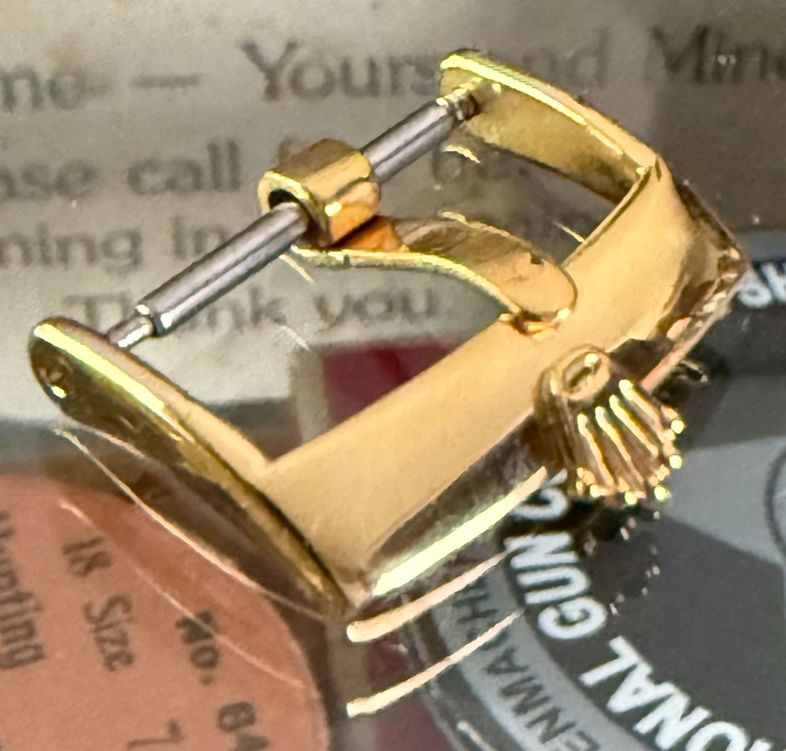 ROLEX 18mm Yellow 18k GOLD Plate Buckle Hammer Marked ACIERINOX ROLEXSA 1995