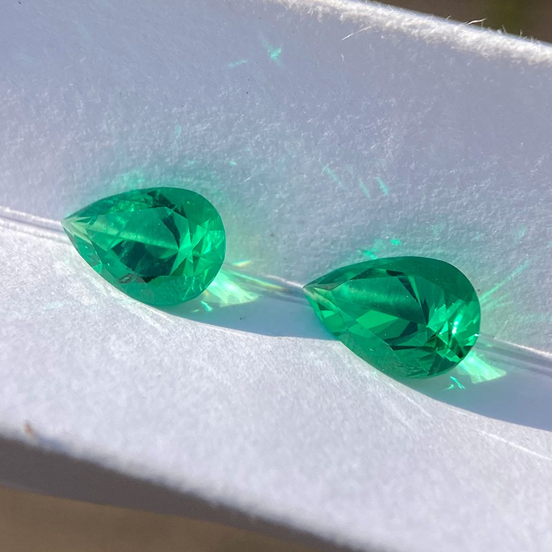 AGL Lab Grown Hydrothermal Pear Cut Lab Grown Colombia Emerald Loose Gemstones