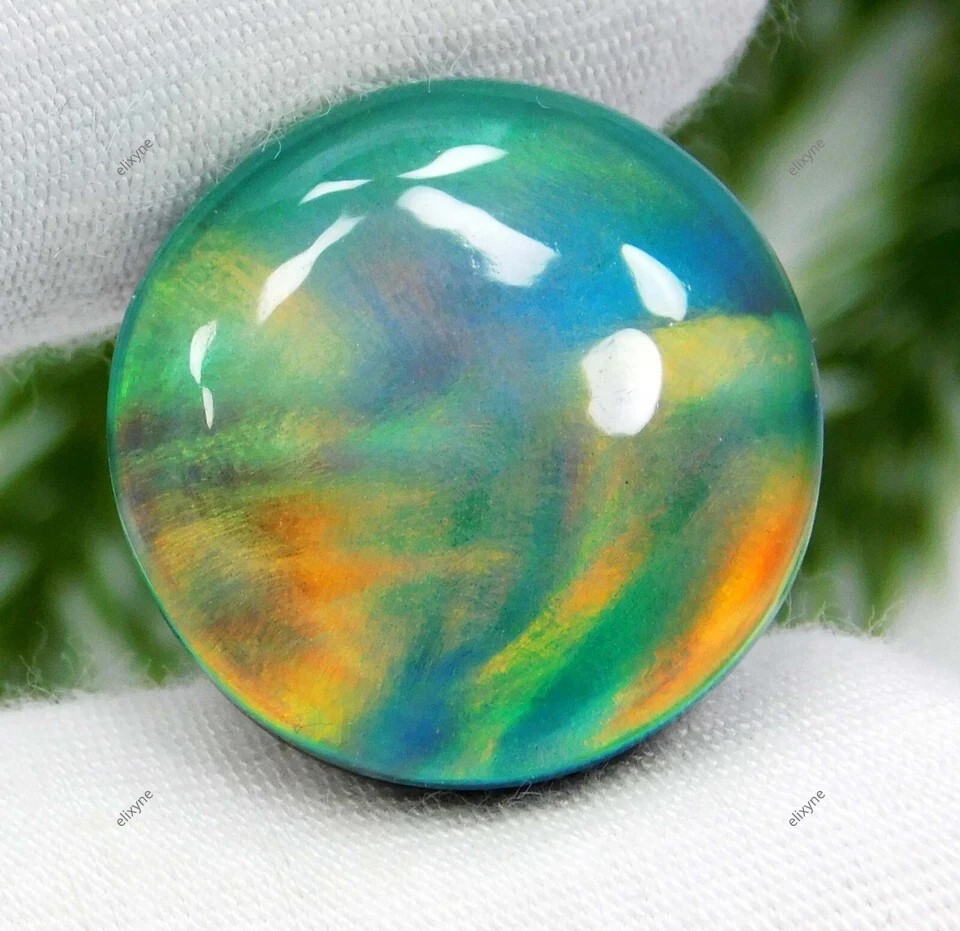 9+ MM Natural Doublet Aurora Fire Opal Cabochon Certified Gemstone Limited Stock