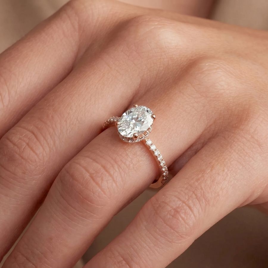 2.35Ct Oval-Cut VS1 Lab Grown Diamond Wedding Engagement Ring 14k Rose Gold